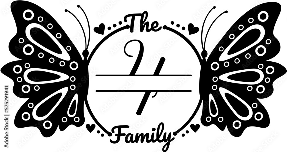 Naklejka premium The Family Butterfly Monogram Design