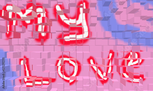 colored block pattern background with words