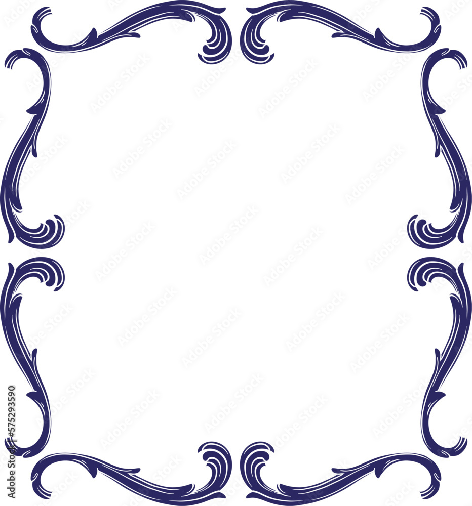 Border and Frame with baroque style. Ornament elements for your design. Black and white color. Floral engraving decoration for postcards or invitations for social media. Border and Frame with baroque style. Ornament elements for your design. Black and white color. Floral engraving decoration for postcards or invitations for social media.