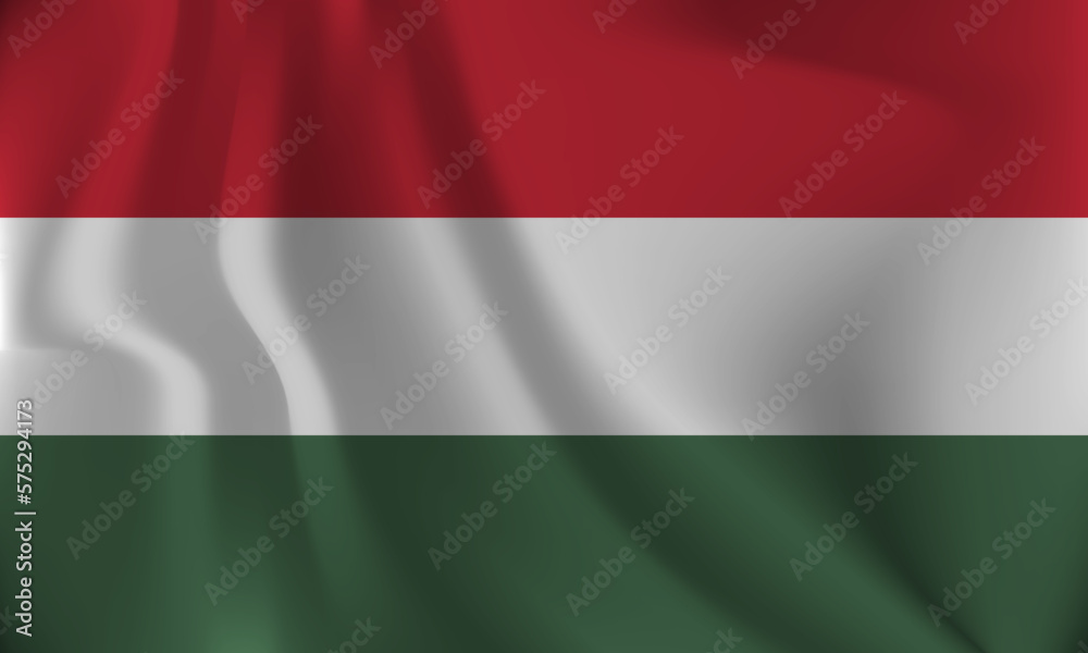 Flag of Hungary, with a wavy effect due to the wind.