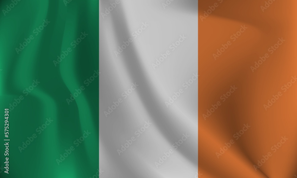 Flag of Ireland, with a wavy effect due to the wind.