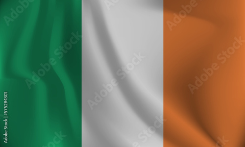 Flag of Ireland  with a wavy effect due to the wind.