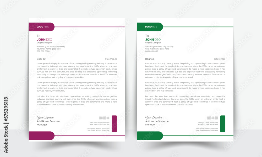 Modern business letterhead in abstract design