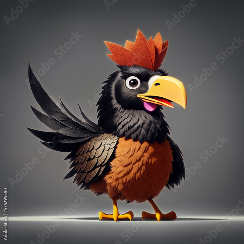 chicken rooster bird cartoon character created with Generative AI technology