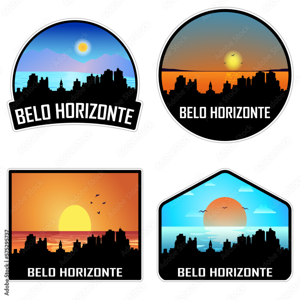 Belo Horizonte Brazil Skyline Silhouette Retro Vintage Sunset Belo Horizonte Lover Travel Souvenir Sticker Vector Illustration SVG EPS AI