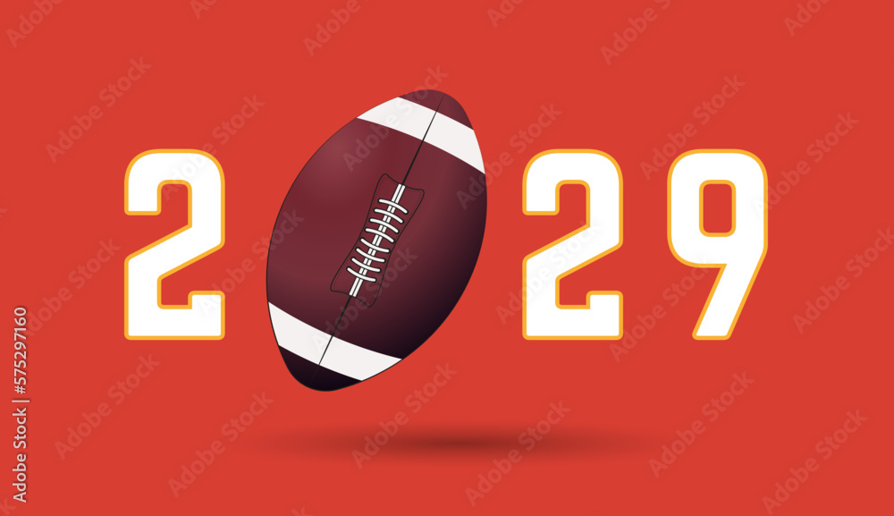 2029 of Ameracan football Match, a football ball on Year letters, for sports concepts, banner, poster. Vector illustration 2029 of Ameracan football Match, a football ball on Year letters, for sports concepts, banner, poster. Vector illustration