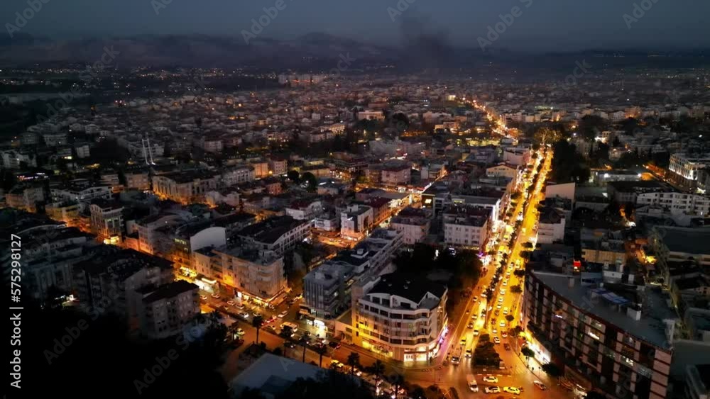 Manavgat. Yellow bridge. Side. Antalya. Turkey. Evening. City center