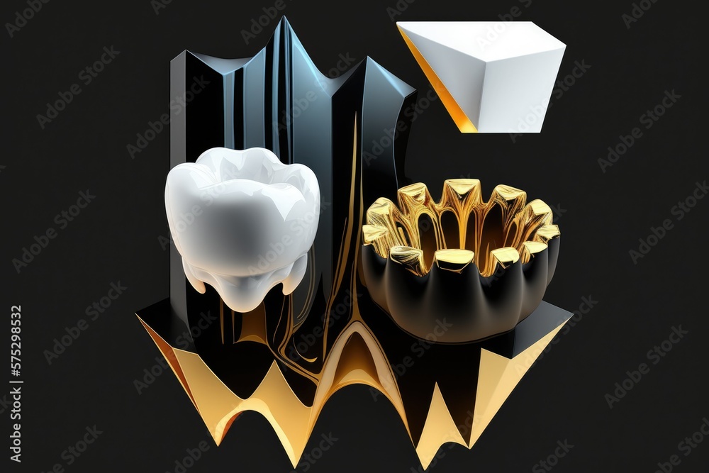 Dental fillings in gold, amalgam, and composite inlay are depicted in