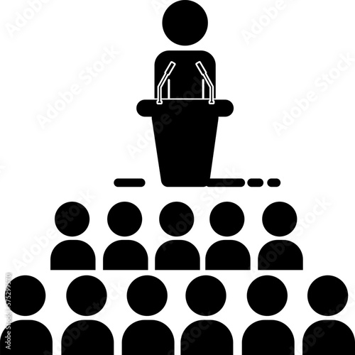 stickman illustration. teach. presentation. lecture. speech. campaign.
