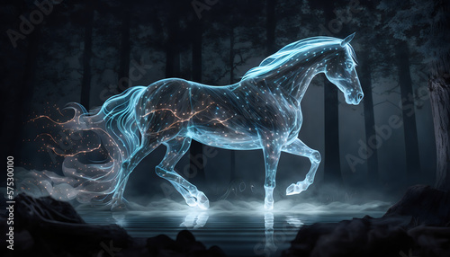 Horse spirit patronus in the wood, Generative AI