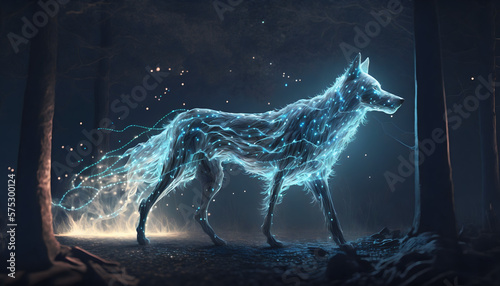 wolf in the woods patronus spirit, Generative Ai