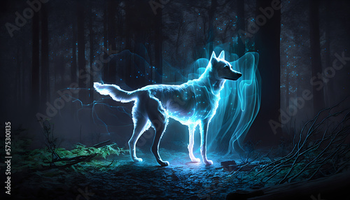 Majestic wolf spirit animal, Generative AI