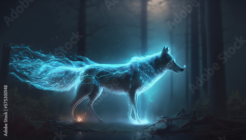 Wolf ghostly appaearance, Generative Ai