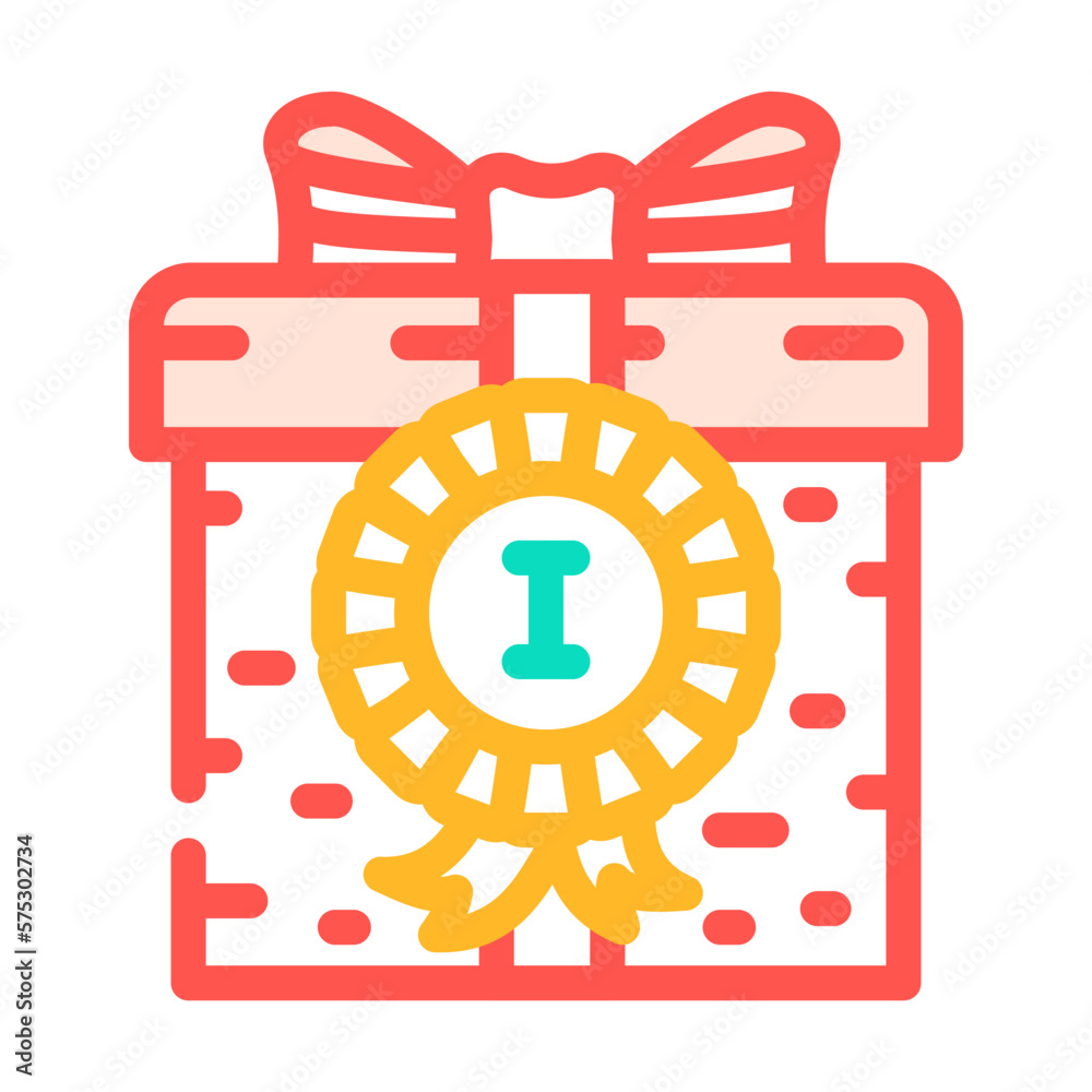 Fototapeta premium prize gift box color icon vector illustration