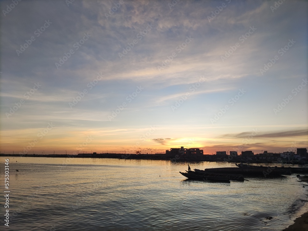 sunset over the river