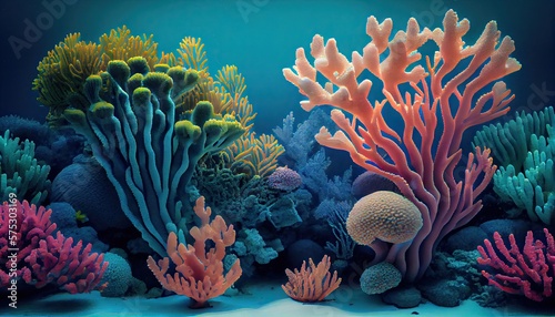 Colorful reef in an aquarium, generative ai