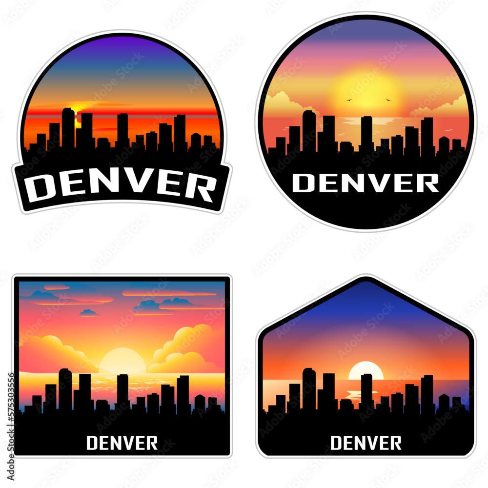 Denver Colorado USA Skyline Silhouette Retro Vintage Sunset Denver Lover  Travel Souvenir Sticker Vector Illustration SVG EPS AI Stock Vector | Adobe  Stock