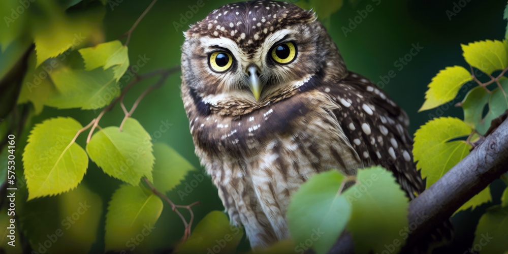 Watchful Owl Perched on Branch with Sharp Talons and Intense Eyes (created with Generative AI) Watchful Owl Perched on Branch with Sharp Talons and Intense Eyes (created with Generative AI)