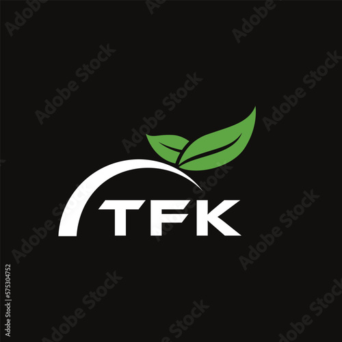 TFK letter nature logo design on black background. TFK creative initials letter leaf logo concept. TFK letter design. photo