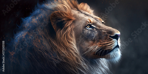 Background of a Lion, blue eyes Gernerative AI