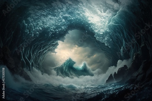 Mysterious Depth Below a Turbulent Tempestuous Sea Generative AI
