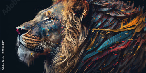 Background of a Lion, blue eyes Gernerative AI