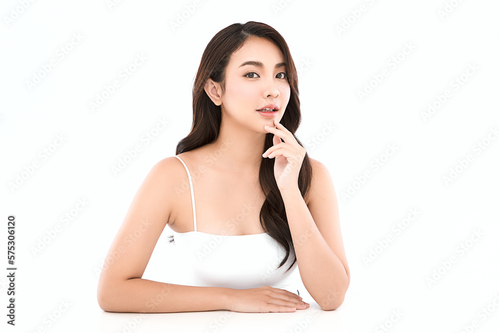 Beautiful young asian woman with clean fresh skin on white background, Face care, Facial treatment, Cosmetology, beauty and spa, Asian women portrait. Beautiful young asian woman with clean fresh skin on white background, Face care, Facial treatment, Cosmetology, beauty and spa, Asian women portrait.