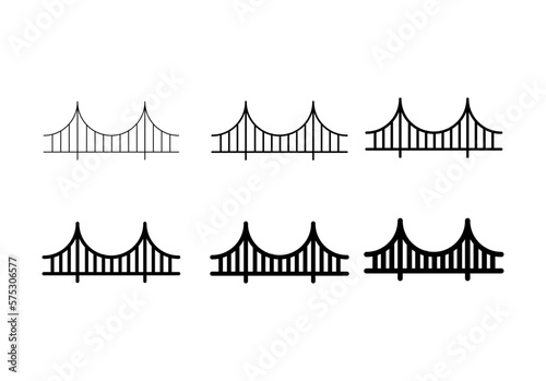 Set of Silhouette bridge icon, urban architecture design, travel line construction symbol vector illustration
