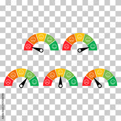 Set of customer satisfaction meter icon, graph rating measure business report vector illustration