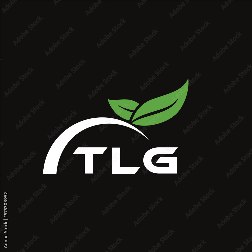 Fototapeta premium TLG letter nature logo design on black background. TLG creative initials letter leaf logo concept. TLG letter design.