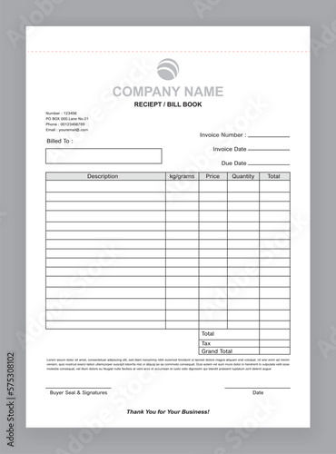 Simple invoice design template photo