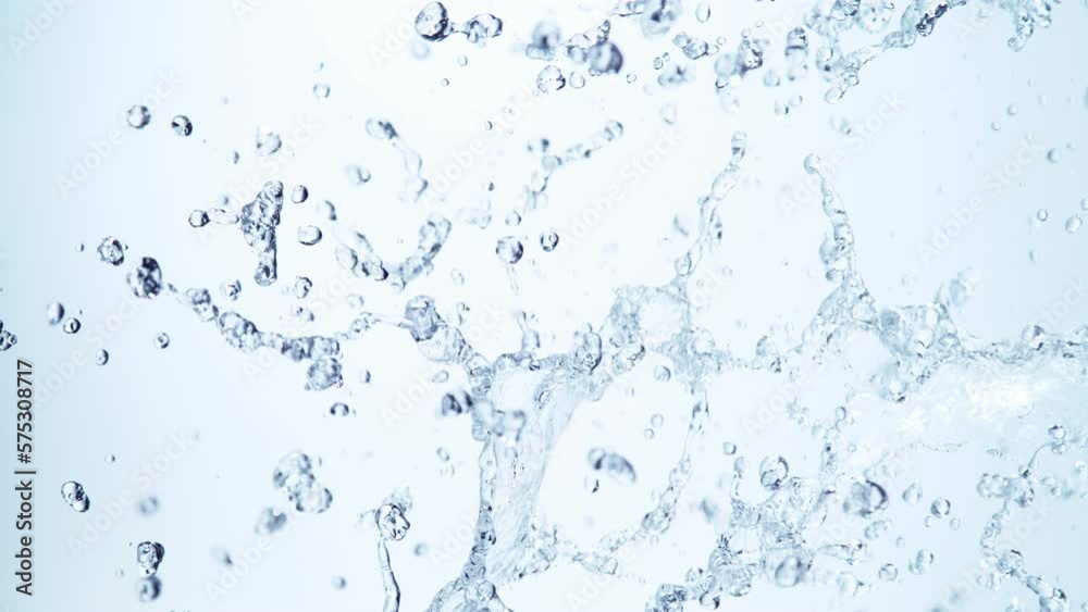 Super slow motion of splashing water isolated on blue background. Filmed on high speed cinema camera, 1000fps. Speed ramp effect. Super slow motion of splashing water isolated on blue background. Filmed on high speed cinema camera, 1000fps. Speed ramp effect.
