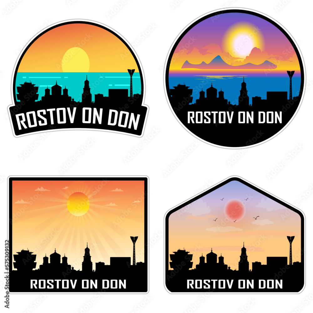 Rostov On Don Russia Skyline Silhouette Retro Vintage Sunset Rostov On Don Lover Travel Souvenir Sticker Vector Illustration SVG EPS AI