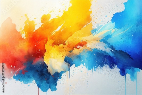Red Blue Yellow Watercolor Background  Abstract Artistic Backdrop  Generative AI