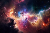 Stunning nebula and galaxy background in outer space, Generative Ai