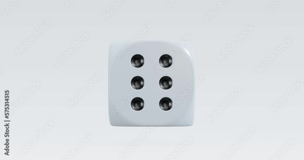 3d render of isolated spinning or rotating dice for casino or gambling concept.