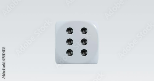 3d render of isolated spinning or rotating dice for casino or gambling concept.