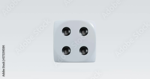 3d render of isolated spinning or rotating dice for casino or gambling concept.
