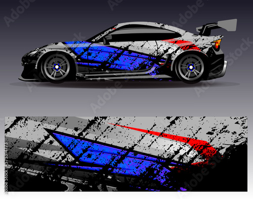 Car wrap design vector. Graphic abstract stripe racing background kit designs for wrap vehicle  race car  rally  adventure and livery