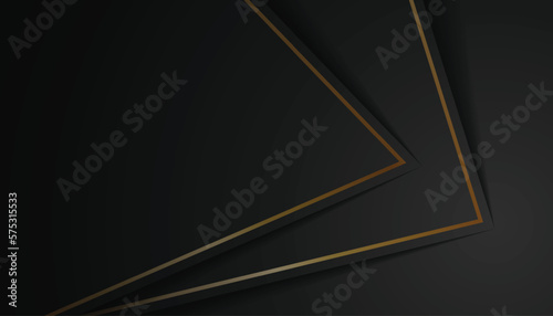 Abstract Shapes Gold Lines on Black background, Minimalist. Luxury Abstract Background, Golden Lines on Dark, Modern Geometric Shapes. Vector Illustration