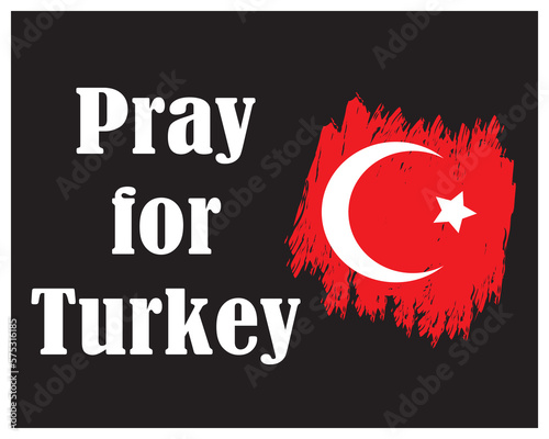 Pray for Turkey. Vector illustration of  text asking for prayers due to a strong earthquake near Izmir on October 30 Pro Vector 