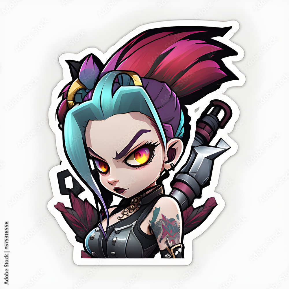 Illustration of the character Jinx from League of legends Illustration of the character Jinx from League of legends