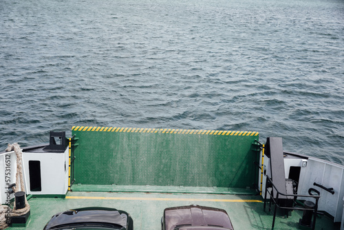 ferry crossing with cars to the sea boat trip photo