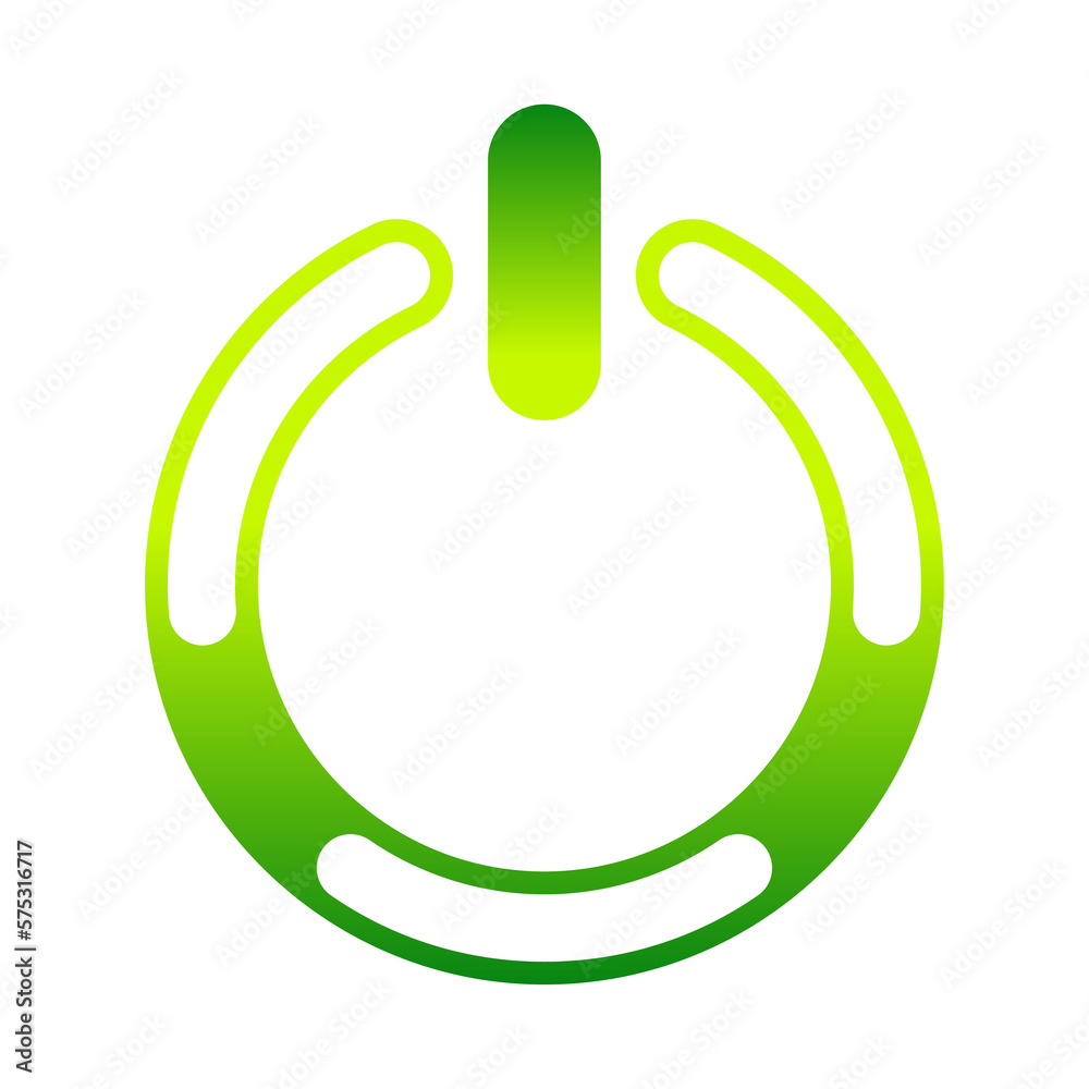 Green power button icon. Eco, clean, renewable energy symbol. Green power button icon. Eco, clean, renewable energy symbol.
