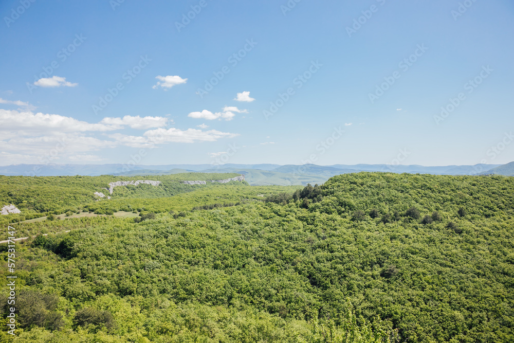 beautiful mountains with green forest view from above nature hiking
