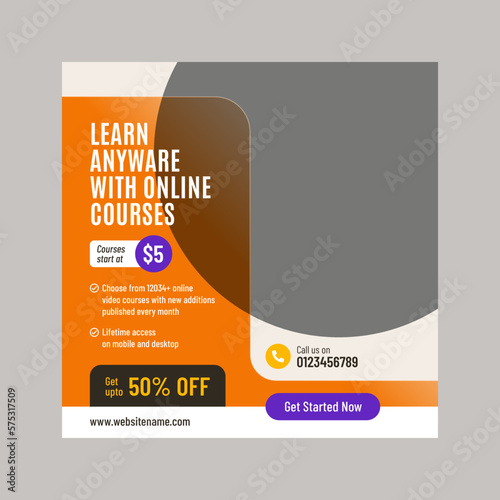 Education and learning social media post design template