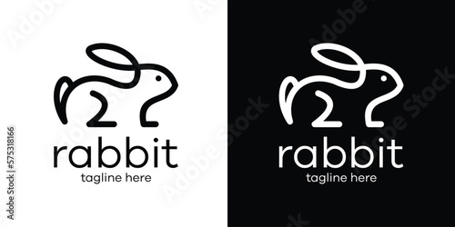 logo design creative line illustration rabbit icon vector