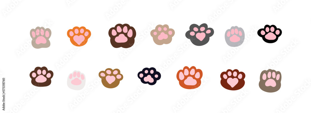 Vector set of cat or dog footprints. Doodle elements. Paw print icon, diary and notebook stickers, different animal’s footprints Vector set of cat or dog footprints. Doodle elements. Paw print icon, diary and notebook stickers, different animal’s footprints