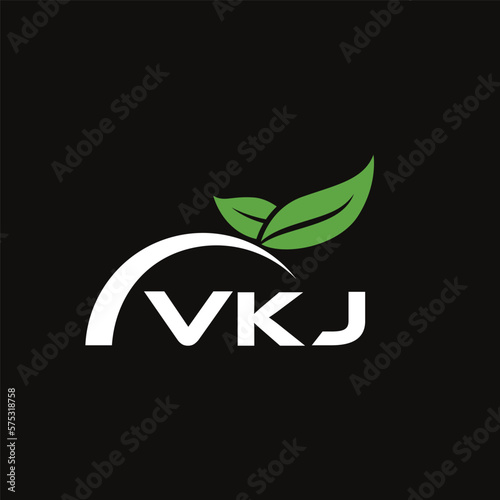 VKJ letter nature logo design on black background. VKJ creative initials letter leaf logo concept. VKJ letter design. photo