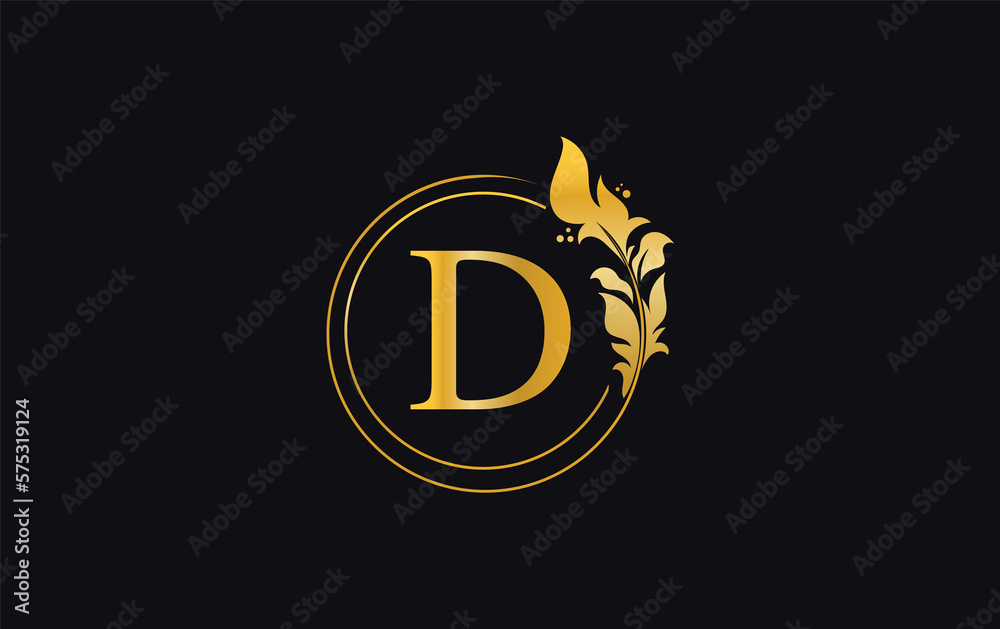 Golden leaf and circle logo design. Golden beauty and business symbol and alphabets design Golden leaf and circle logo design. Golden beauty and business symbol and alphabets design